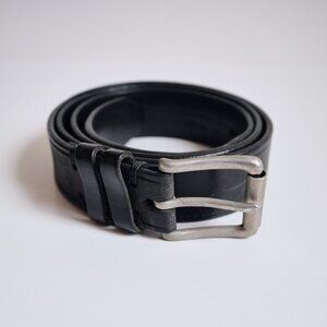 Rustic Black Leather Belt - Size - 35" - 39"